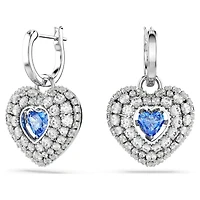 Hyperbola drop earrings, Heart, Blue, Rhodium plated by SWAROVSKI