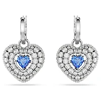 Hyperbola drop earrings, Heart, Blue, Rhodium plated by SWAROVSKI