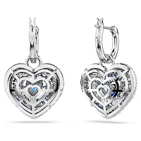 Hyperbola drop earrings, Heart, Blue, Rhodium plated by SWAROVSKI