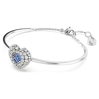 Hyperbola bangle, Heart, Blue, Rhodium plated by SWAROVSKI