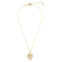 Idyllia pendant, Crystal pearl, Heart, White, 18K gold finish
