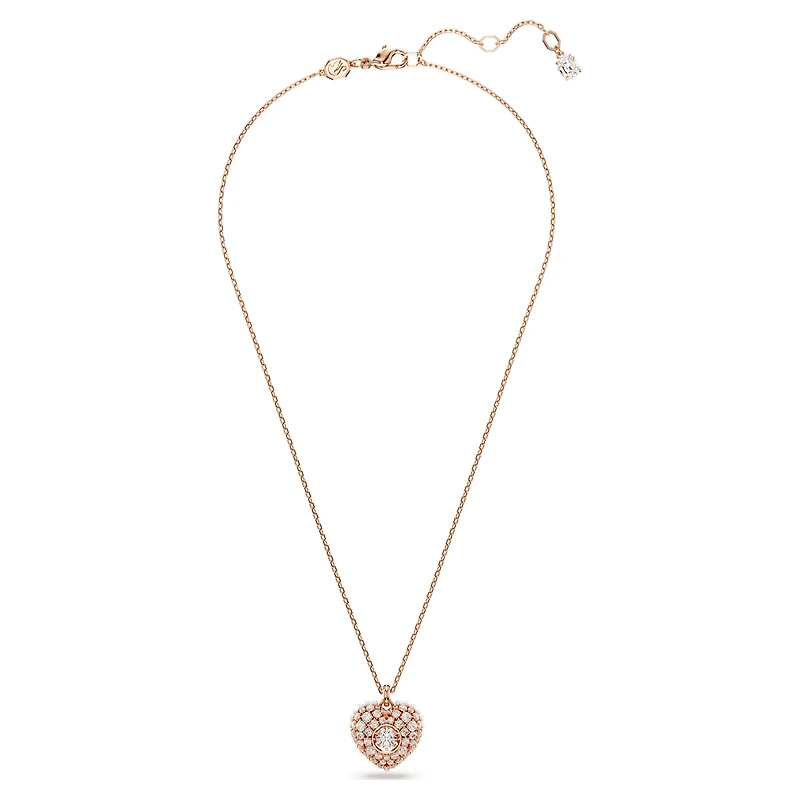 Idyllia pendant, Crystal pearl, Heart, White, Rose gold-tone plated by SWAROVSKI