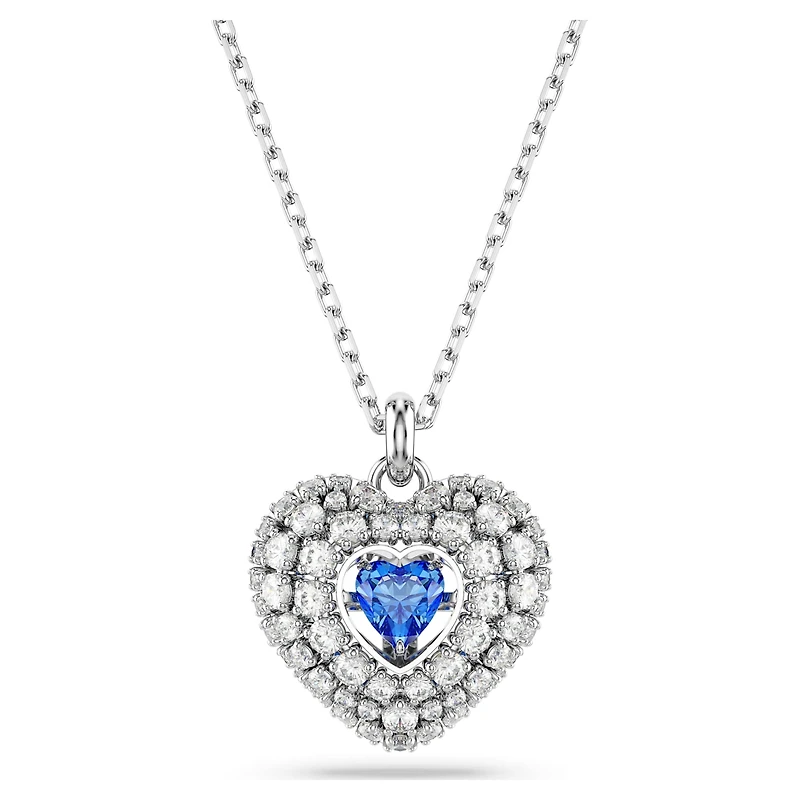 Idyllia pendant, Heart, Blue, Rhodium plated by SWAROVSKI
