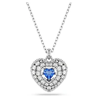 Idyllia pendant, Heart, Blue, Rhodium plated by SWAROVSKI