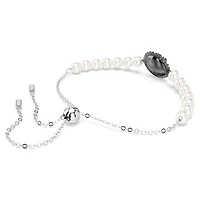 Swan bracelet, Crystal pearl, Swan, Gray, Rhodium plated by SWAROVSKI