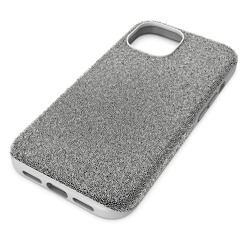 High smartphone case, iPhone® 15, Silver Tone by SWAROVSKI