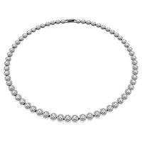 Una Angelic Tennis necklace, Round cut, Long, White, Ruthenium plated by SWAROVSKI