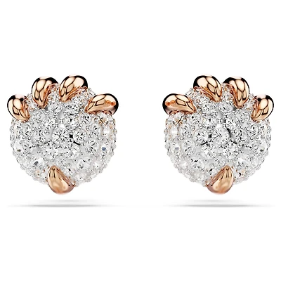Dragon & Phoenix stud earrings, Dragon’s claw, White, Rose gold-tone plated