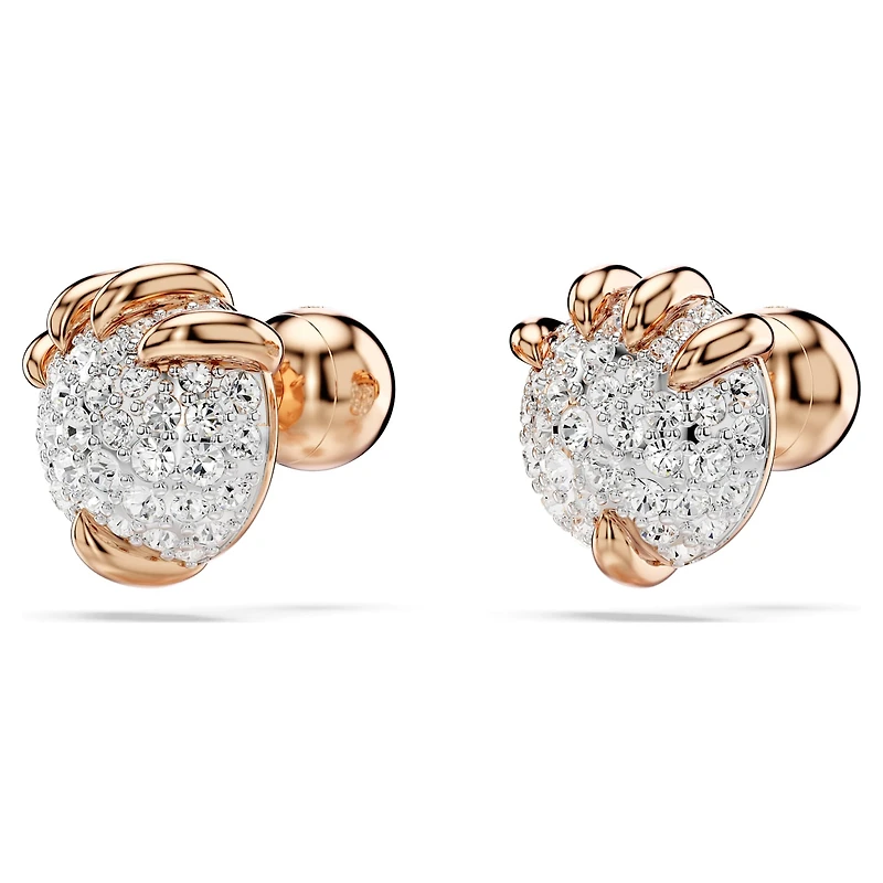 Dragon & Phoenix stud earrings, Dragon’s claw, White, 18K rose gold finish