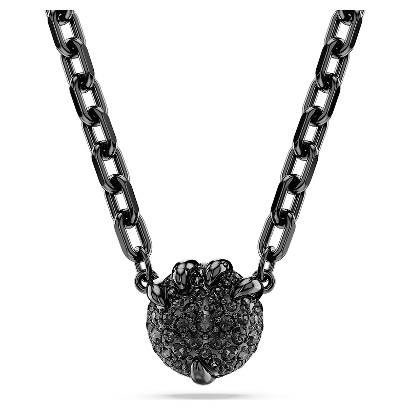 Dragon & Phoenix pendant, Dragon’s claw, Black, Ruthenium plated by SWAROVSKI