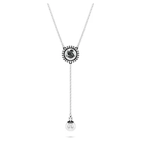 Swan Y pendant, Crystal pearl, Swan, Grey, Rhodium plated by SWAROVSKI
