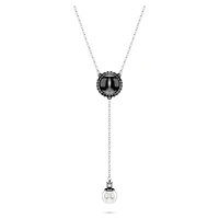 Swan Y pendant, Crystal pearl, Swan, Grey, Rhodium plated by SWAROVSKI