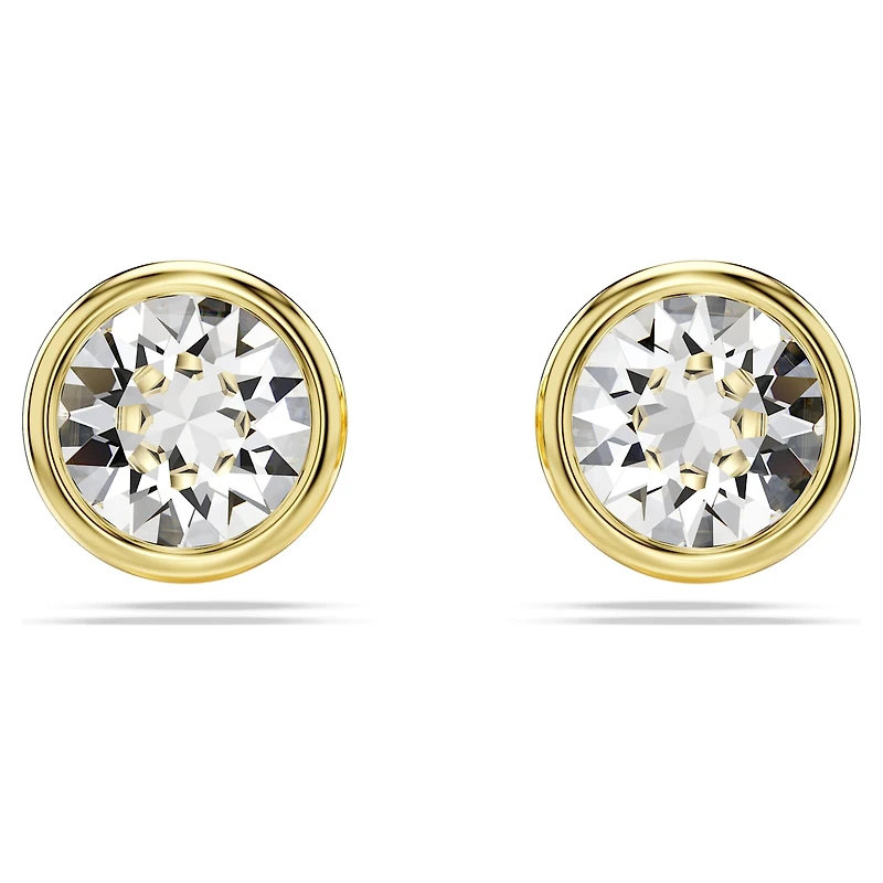 Imber stud earrings, Round cut, White, 18K gold finish
