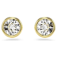 Imber stud earrings, Round cut, White, 18K gold finish