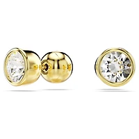 Imber stud earrings, Round cut, White, 18K gold finish