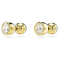 Imber stud earrings, Round cut, White, 18K gold finish