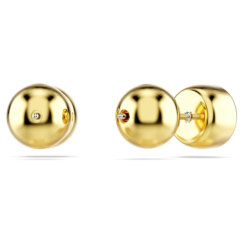 Imber stud earrings, Round cut, White, 18K gold finish