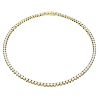 Matrix Tennis necklace, Round cut, White, Gold-tone plated by SWAROVSKI