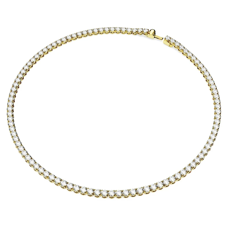 Matrix Tennis necklace, Round cut, White, Gold-tone plated by SWAROVSKI