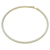 Matrix Tennis necklace, Round cut, White, Gold-tone plated by SWAROVSKI