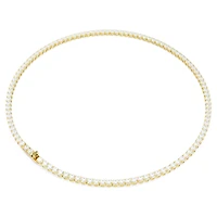 Matrix Tennis necklace, Round cut, White, 18K gold finish