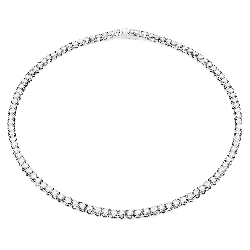 Matrix Tennis necklace, Round cut, White, Rhodium plated by SWAROVSKI