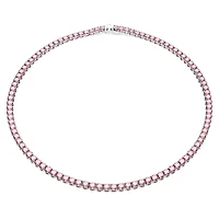 Matrix Tennis necklace, Round cut, Pink, Rhodium plated by SWAROVSKI