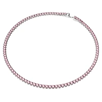 Matrix Tennis necklace, Round cut, Pink, Rhodium plated by SWAROVSKI