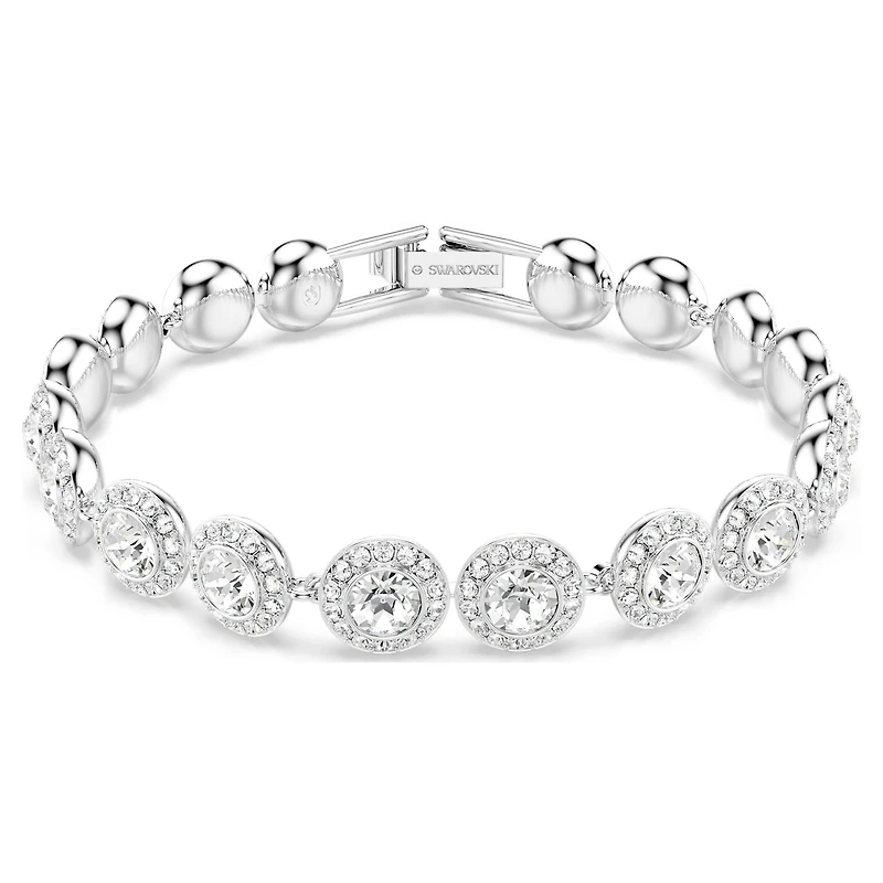 Una Angelic bracelet, Round cut, White, Rhodium plated by SWAROVSKI