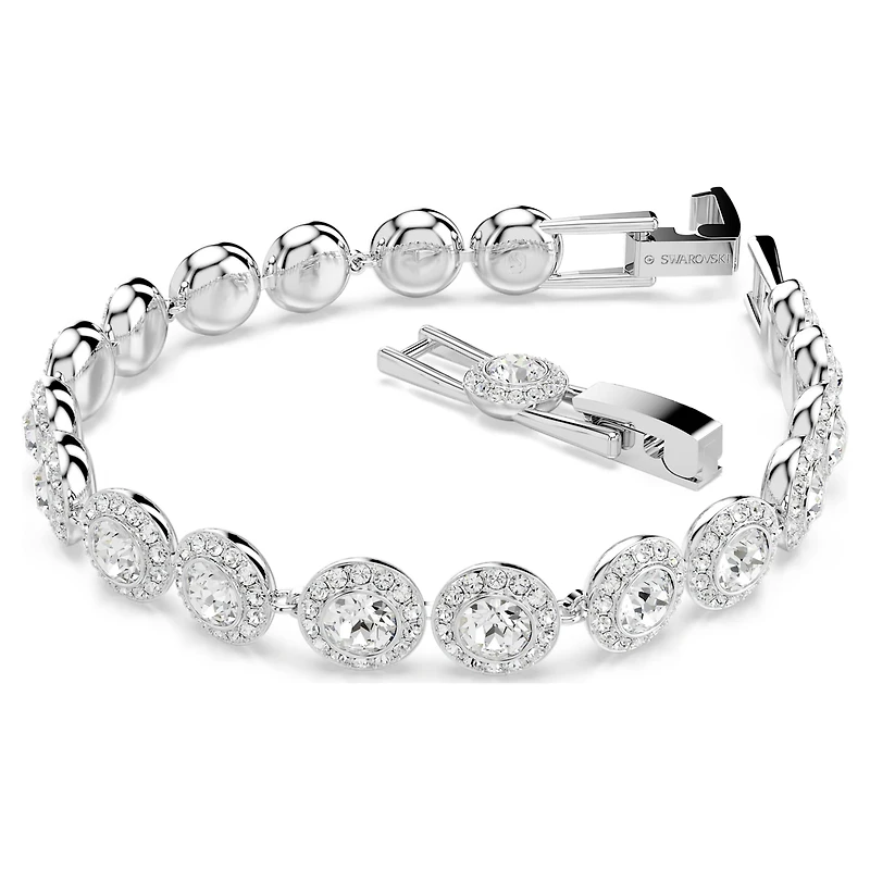 Una Angelic bracelet, Round cut, White, Rhodium plated by SWAROVSKI