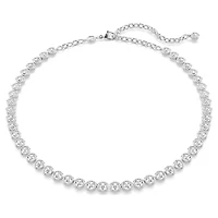 Imber Tennis necklace, Round cut, White, Rhodium plated by SWAROVSKI