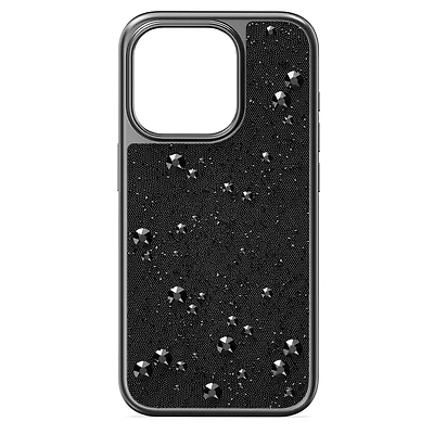 High smartphone case, Flat Back crystals, iPhone® 15 Pro, Black
