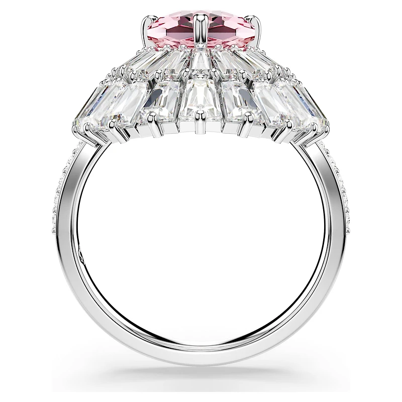 Idyllia cocktail ring, Mixed cuts, Shell, Pink, Rhodium plated by SWAROVSKI