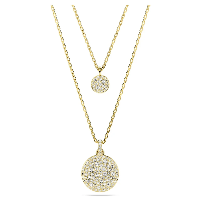 Sublima layered pendant, White, 18K gold finish
