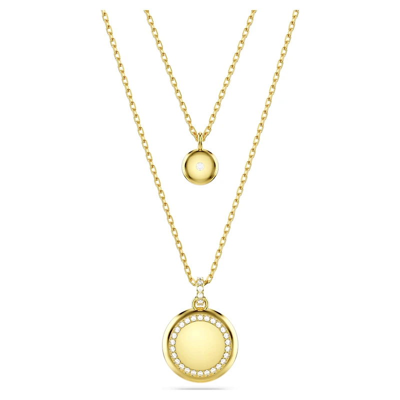 Sublima layered pendant, White, 18K gold finish
