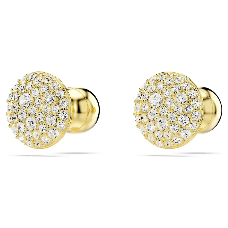 Meteora stud earrings, White, Gold-tone plated by SWAROVSKI