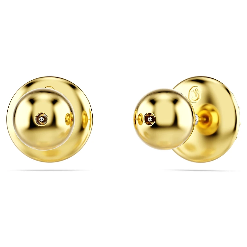 Meteora stud earrings, White, Gold-tone plated by SWAROVSKI