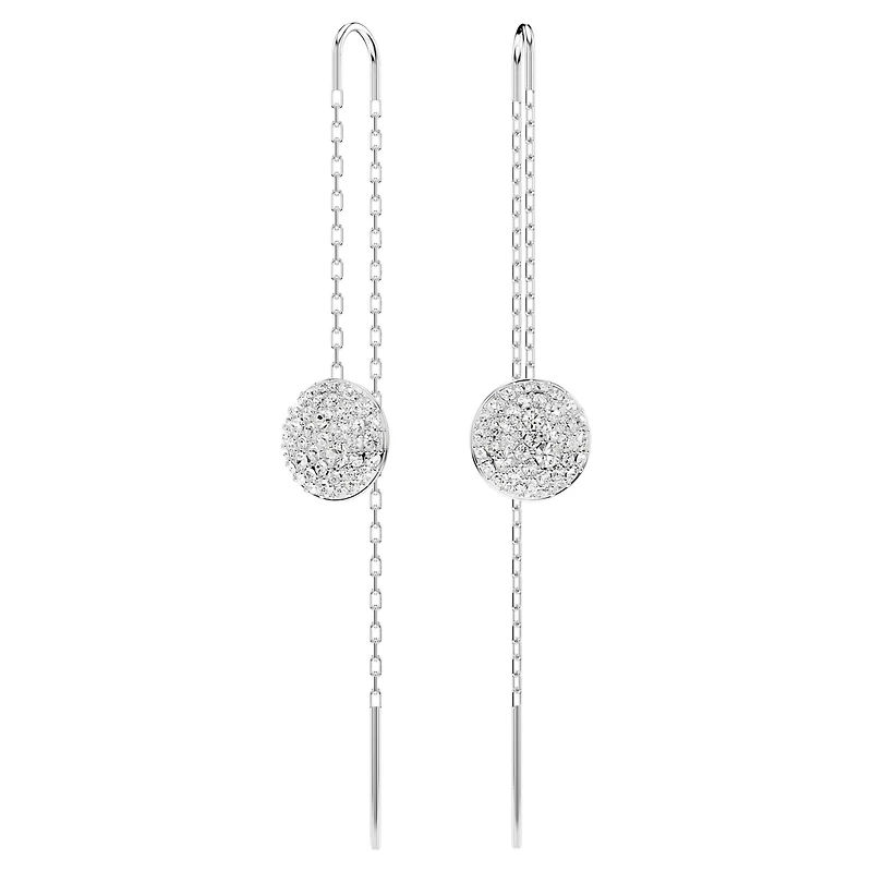 Sublima drop earrings, White, Rhodium plated by SWAROVSKI