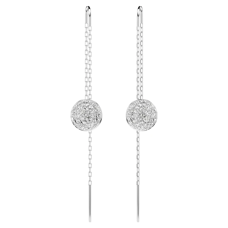 Sublima drop earrings, White, Rhodium plated by SWAROVSKI