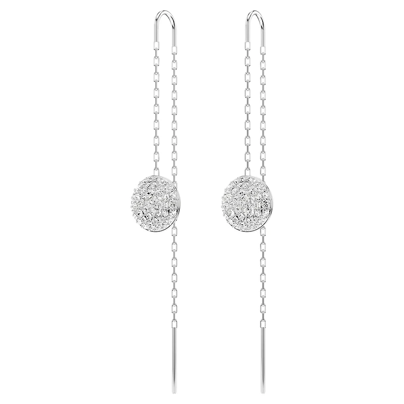 Sublima drop earrings, White, Rhodium plated by SWAROVSKI