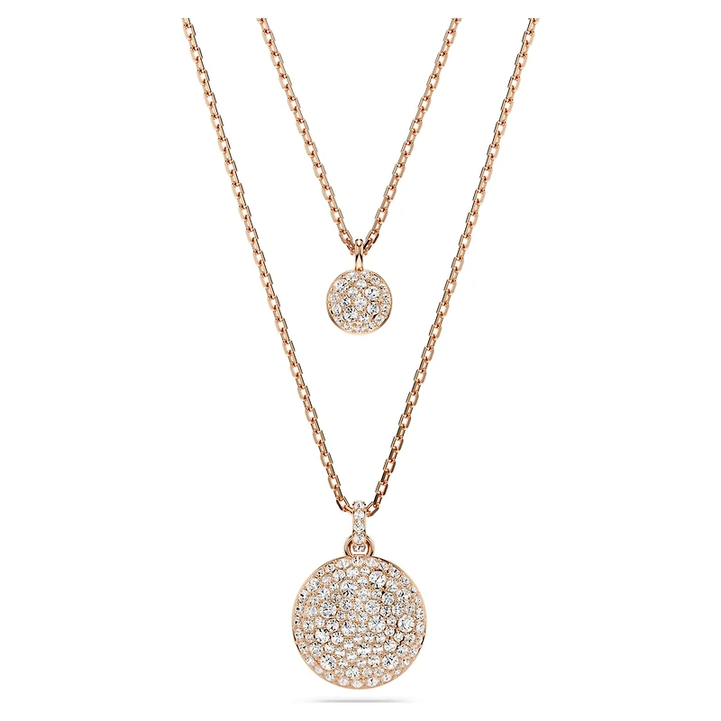 Sublima layered pendant, White, 18K rose gold finish