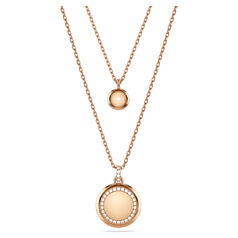 Sublima layered pendant, White, Rose gold-tone plated by SWAROVSKI