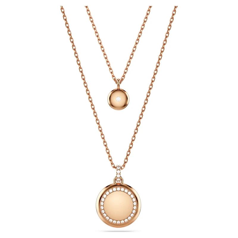 Sublima layered pendant, White, 18K rose gold finish