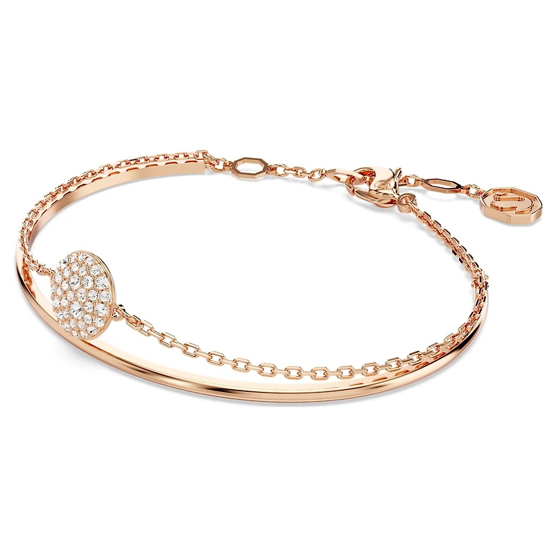Sublima bangle, White, Rose gold-tone plated by SWAROVSKI