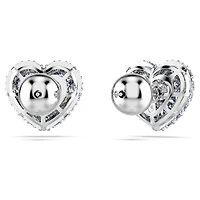 Idyllia stud earrings, Heart, Blue, Rhodium plated by SWAROVSKI