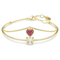 Chroma bangle, Heart, Red, Gold-tone plated by SWAROVSKI