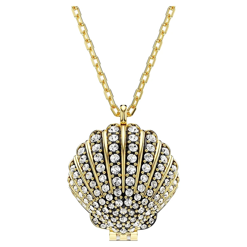 Idyllia pendant, Crystal pearl, Shell, White, Gold-tone plated by SWAROVSKI