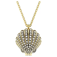 Idyllia pendant, Crystal pearl, Shell, White, Gold-tone plated by SWAROVSKI