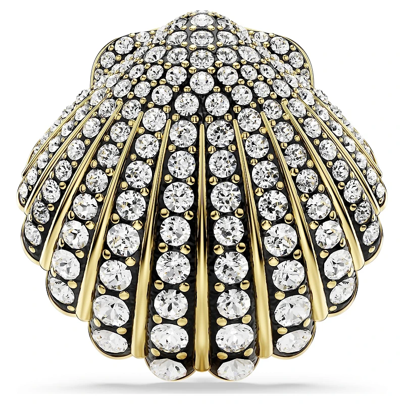 Idyllia brooch, Shell, White, Gold-tone plated by SWAROVSKI