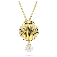 Idyllia Y pendant, Crystal pearl, Shell, White, 18K gold finish